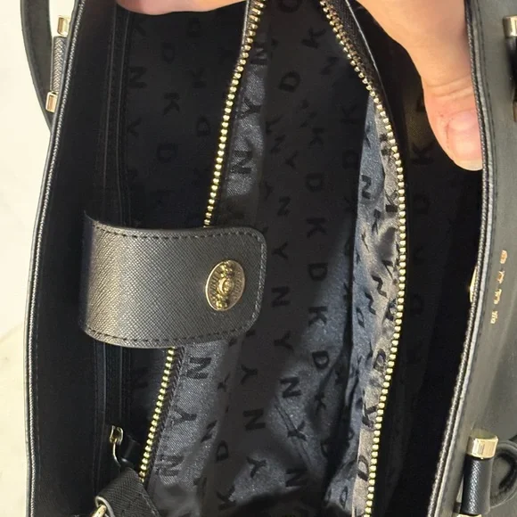 DKNY Vela Triple Compartment Black Satchel - Picture 7 of 9